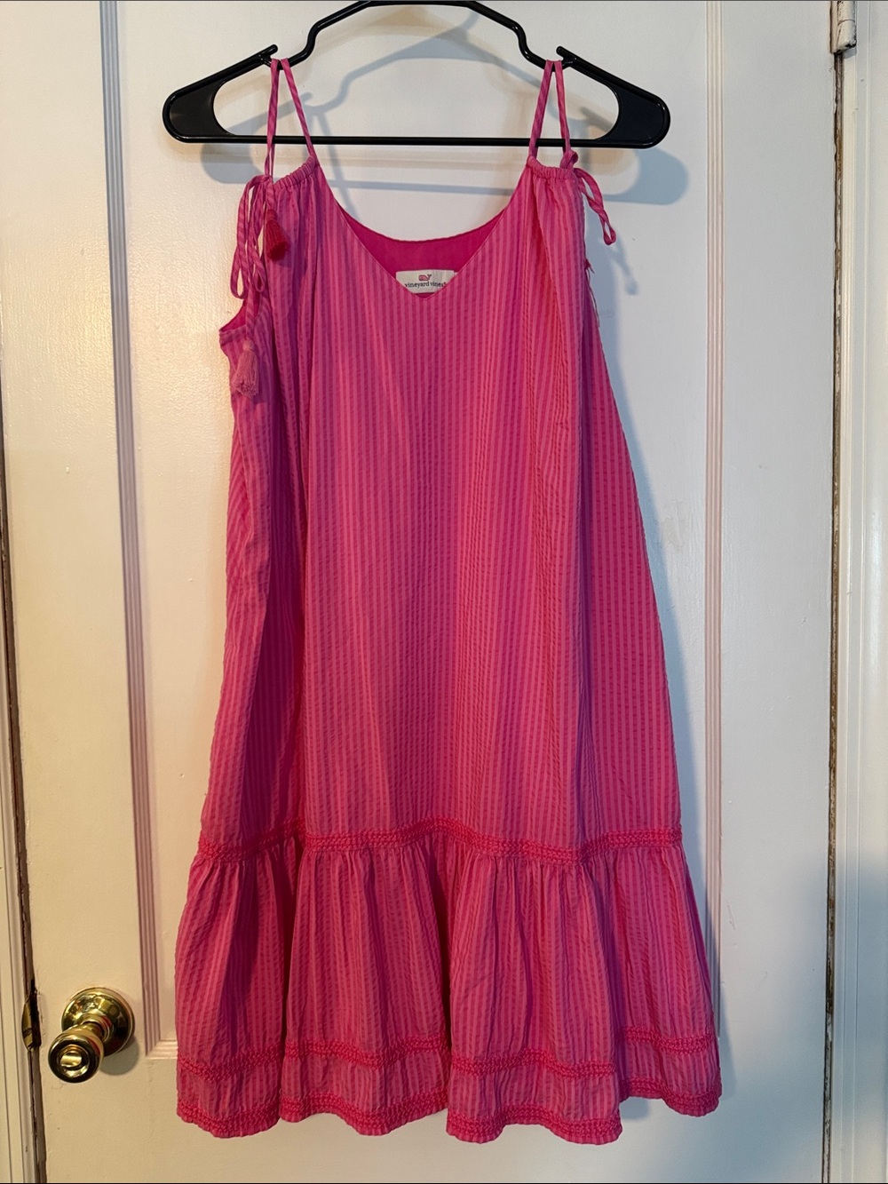 Vineyard Vines Hot Pink Sleeveless Tie-Shoulder Midi Dress